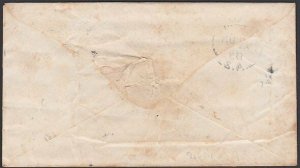  SOUTH AUSTRALIA 1868 2d roulette on cover Adelaide to Tanunda.............E501