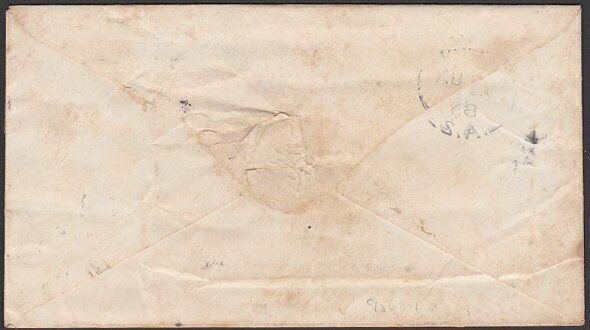  SOUTH AUSTRALIA 1868 2d roulette on cover Adelaide to Tanunda.............E501