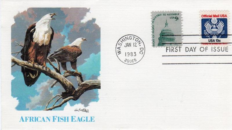 United States O129 & 1591 - African Fish Eagle FDC / Cachet