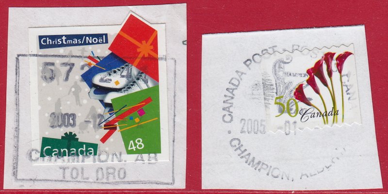 Canada - 2003-2004 - Scott #2004,2072 - used on 2 pieces - CHAMPION AB pk