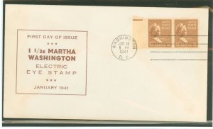 US 805EE 1941 Experimental electric-eye printing process.  1.5c Martha Washington (presidential/prexy series) pair, on an unaddr