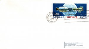 US FIRST DAY COVER 10c APOLLO SOYUZ CANCELLED KENNEDY SPACE CENTRE FLORIDA 1975