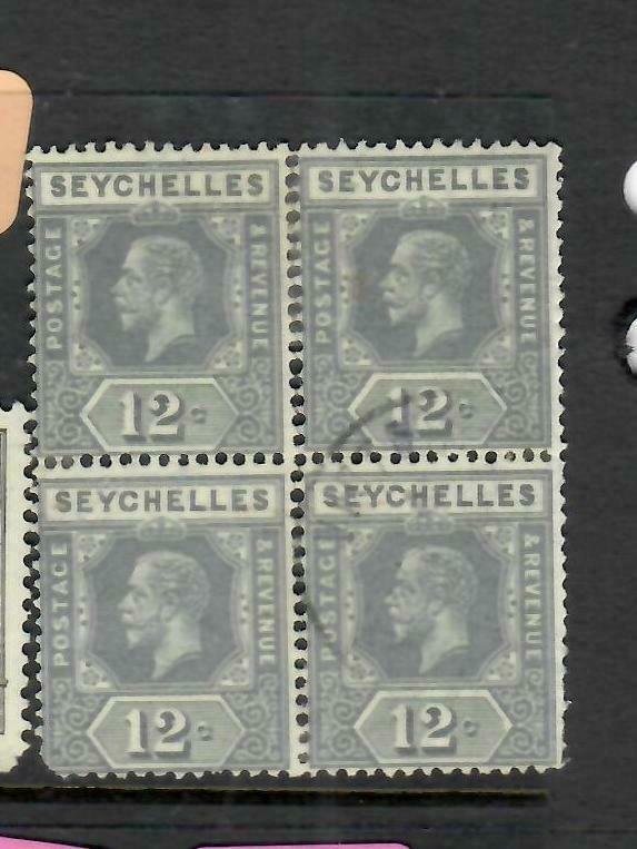 SEYCHELLES  (P2605B)  KGV   12C   SG 107A   BL OF 4    VFU