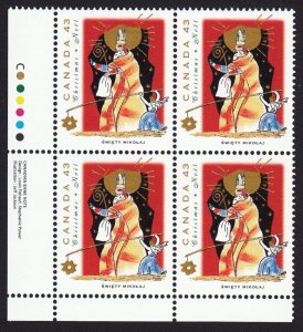 Christmas * Santa in Poland * Canada 1993 #1499 MNH LL Block of 4