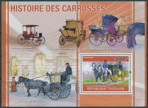 Togo 2010 MNH Mail Coaches Stamps History of Carriages Brougham Horses 1v S/S