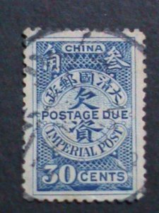 CHINA-1904 SC#J14 118 YEARS OLD- QING DYNASTY POSTAGE DUE USED VF KEY STAMP