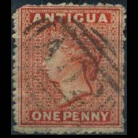 ANTIGUA 1863 - Scott# 3 Queen 1p Used short perf.