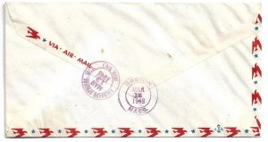 St. Pierre & Miquelon - 1948 Reg cover to USA - 1945 Schooner Surcharges (all 8)