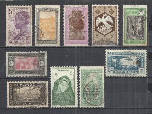 FRENCH COLONIES - LOT OF 10 DIFFERENT  5 - POSTALLY USED