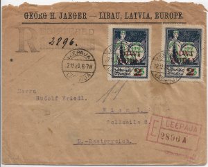 Latvia, 1920 Leepaja to Wien, Switzerland Registered (53870)