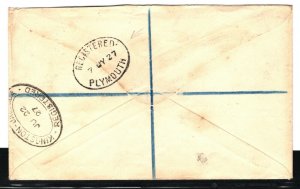 TURKS & CAICOS KGV Cover 2½d Block{4} Registered GB Bath via Jamaica 1927 PB247