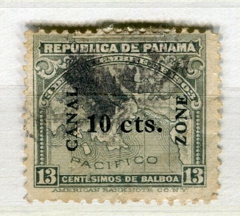 CANAL ZONE; Early 1911 fine used 10/13c. surcharged Panama Map issue Optd.