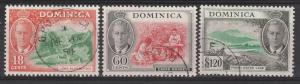 DOMINICA 1951 KGVI PICTORIAL 48C 60C AND $1.20