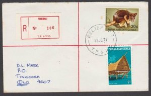PAPUA NEW GUINEA 1971 Registered cover Relief No.7 used at WAKUNAI.........L805