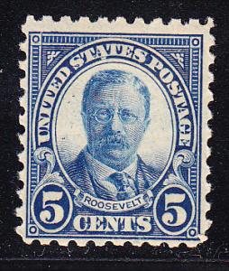 United States 1925 5cent blue perf 10 F/VF/NH Teddy Roosevelt