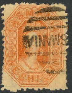 TASMANIA AUSTRALIA STATES 1864-91 1sh Vermilion QV Sc 34 VFU