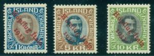 ICELAND #C12-14 (165-7) HOPFLUG Ovpt set, og, NH, Nielsen cert Scott $4,325.00 