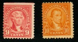 561-562 US 9c Jefferson, 10c Monroe MINT OG NH⭐⭐⭐⭐⭐⭐