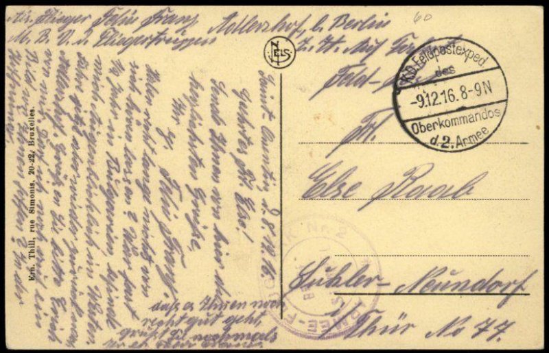 Germany WWI Air Force Armee Flugpark 2 Feldpost St Quentin PC Cover G68316