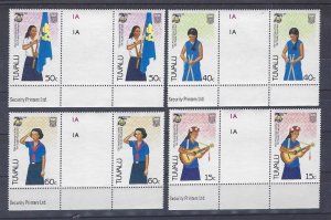 1985 Tuvalu Girl Scout Guide 75th anniversary gutter pairs