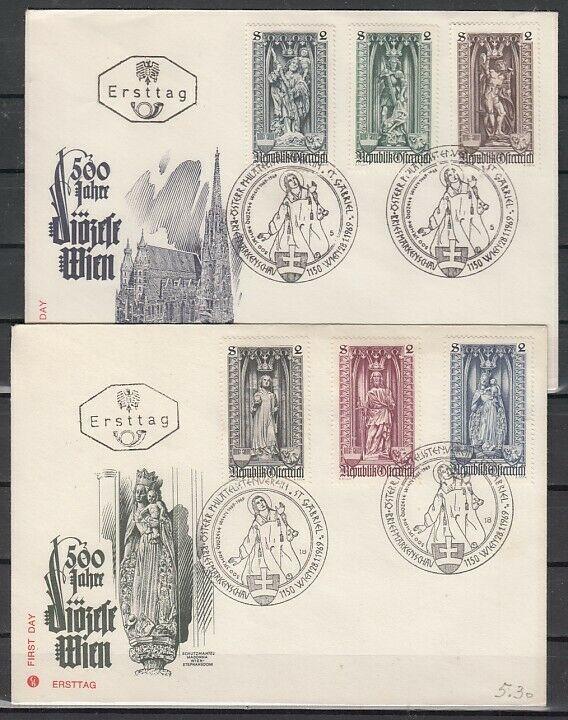 Austria, Scott cat. 830-835. Statues of Saints. St. George. 2 First day covers.^