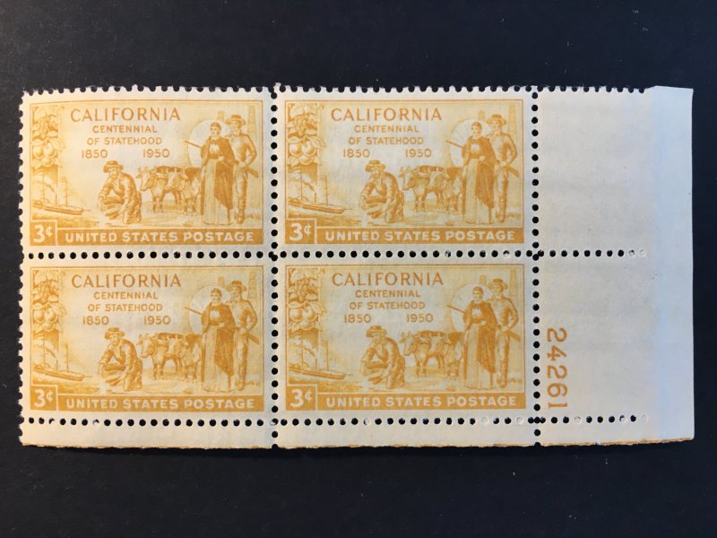 Scott # 997 California Statehood, MNH Plate Block of 4