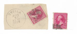 U.S. #220 & #220a The 2 Cent Normal and Cap on left Two Used C.V, $13.20