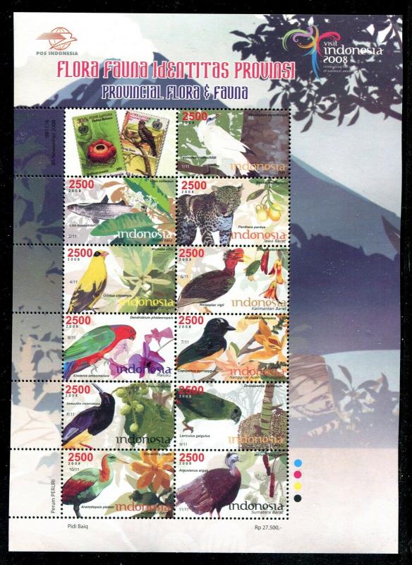 Indonesia 2168, MNH, 2008 Birds,  x31791