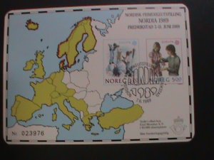 NORWAY 1989 EUROPA'1989-CHILDREN GAMES-IMPERF  MINT-RARE SOUVENIR CARD VF