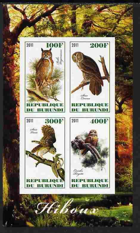 BURUNDI SHEET IMPERF BIRDS OF PREY OWLS
