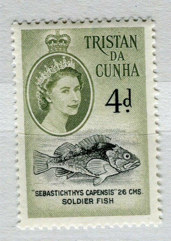 TRISTAN DA CUNHA; 1950s early QEII issue fine Mint hinged 4d. value