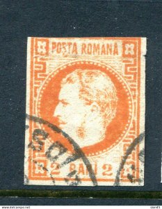 Romania 1868 Sc 33 Used Imperf 2b orange 15113