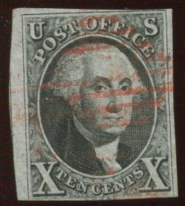 US #2 Washington Used Stamp with Nice Red Cancel