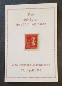 WW2 WWII Nazi German Third Reich Adolf Hitler 50th Birthday stamp w card 1938
