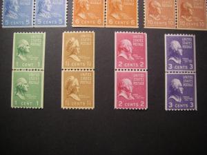 PREXIE LINE PAIRs COMPLETE, Scott 839 - 851, BEAUTIFUL MNH GROUP