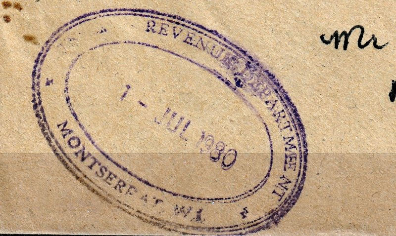 Montserrat Inverted O.H.M.S. ovpt on cover # O15 var.