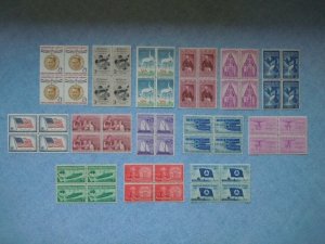 1957 Blocks of 4 Set Complete #1086-1099  14 Blocks MNH OG VF