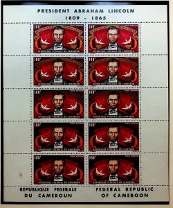 CAMEROUN Sc C53 NH MINISHEET OF 1965 - A. LINCOLN - (AA23)