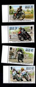 ISLE OF MAN  MNH** Scott 701-704 motorcycle set