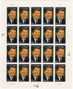 Scottt #4078 Ronald Reagan (California Governor) Sheet of 20 39c Stamps - MNH