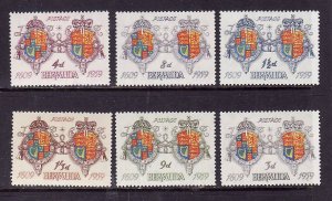 Bermuda-Sc.#169-74-unused NH set-id6-Arms of James I & QEII-1959-