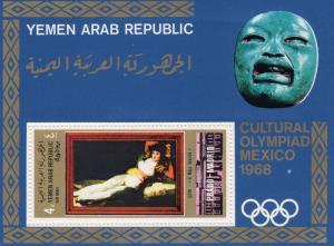 Yemen Arab Republic 1969 GOYA paintings Olympic Mexico s/s Perforated Mint (NH)