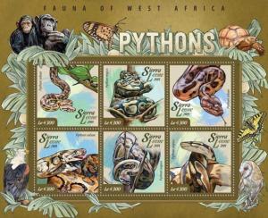 SIERRA LEONE 2015 SHEET PYTHONS SNAKES REPTILES srl15017a