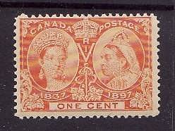 Canada-Sc#51-Unused 1c orange-QV Diamond Jubilee-og-NH-1897-Cdn141-