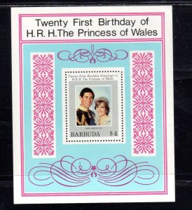 BARBUDA #535 1982 PRINCESS DIANA 21ST BIRTHDAY MINT VF NH O.G S/S