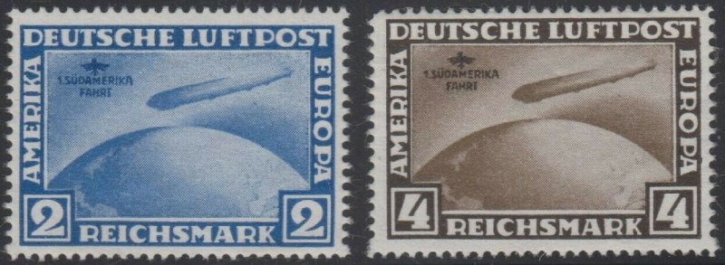 GERMANY 1930 GRAF ZEPPELIN SAF Sc C38-C39 FULL SET NACHDRUCK MNH F,VF (CV$2750)