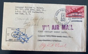 1942 US Army PO 251 Airmail Cover To Robert Baker Camp Chaffe AR Usa musa