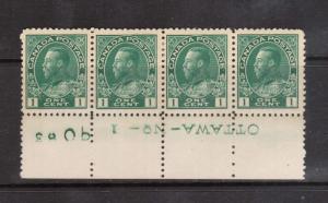 Canada #104c VF Mint Plate #1 Block Inverted Left & Right Stamps