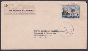 SALVADOR 1940 8c Stamp Centenary Rowland Hill on cover to USA..............a2881 