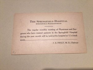 United States The Springfield Hospital 1921 postal card 66966